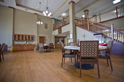 Interior view of a common area in a senior living facility