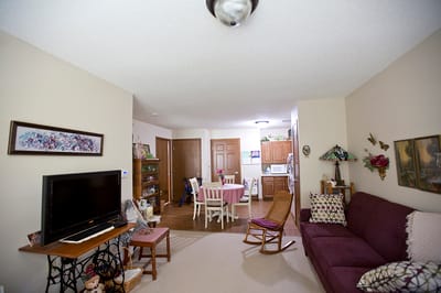 Interior view of a cozy living space in a senior facility