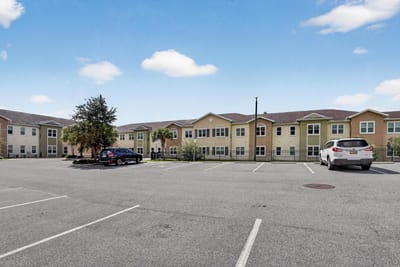 Exterior view of Blue Palms Senior Living building
