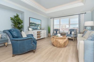 Bright common area with comfortable seating and decor