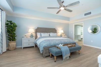 Stylish bedroom in a senior living facility