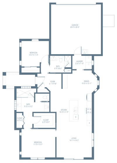 Architectural floor plan layout of a residence