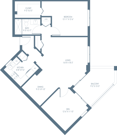 Architectural floor plan of a unit layout