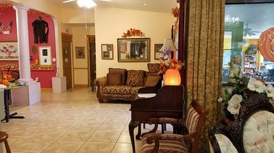 Cozy common area with autumn decorations