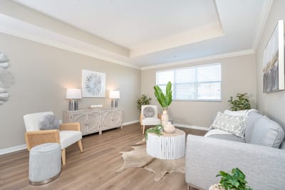 Bright and stylish common area with comfortable seating