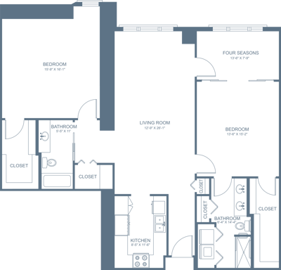 Architectural floor plan of a residential unit
