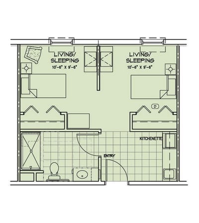 Architectural floor plan of a living space