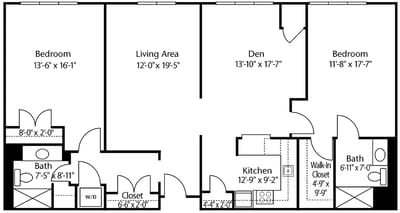 Architectural floor plan of a residential unit