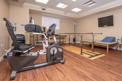 Facility interior gym with exercise equipment