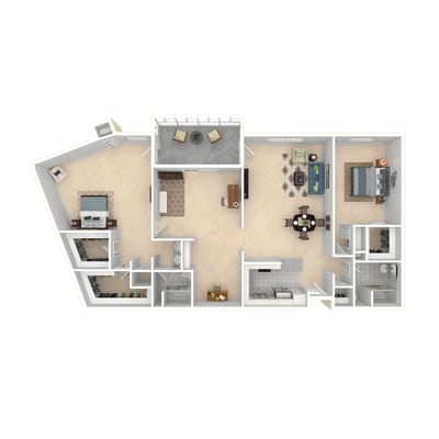 Architectural floor plan of a resident unit layout