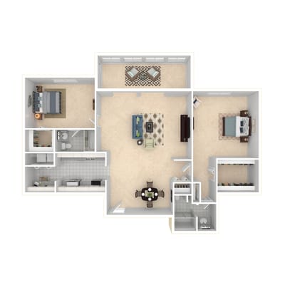 Architectural floor plan of a private living unit