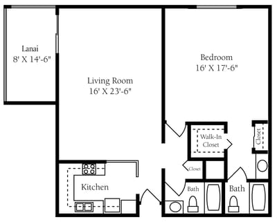Architectural floor plan of an apartment layout