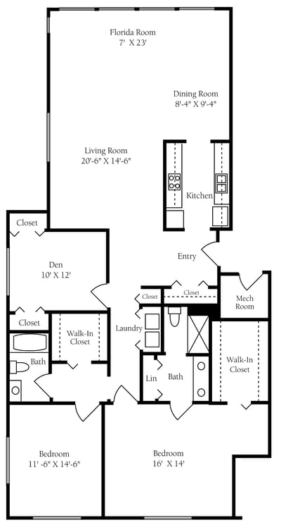 Architectural floor plan of a residence with labeled rooms