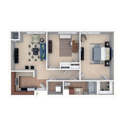 Architectural floor plan of a resident unit