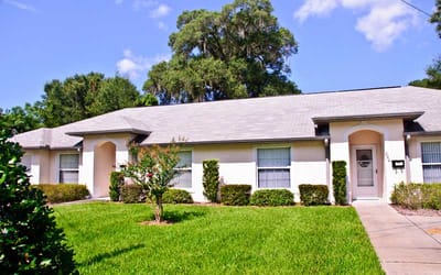 Exterior view of a building with landscaping