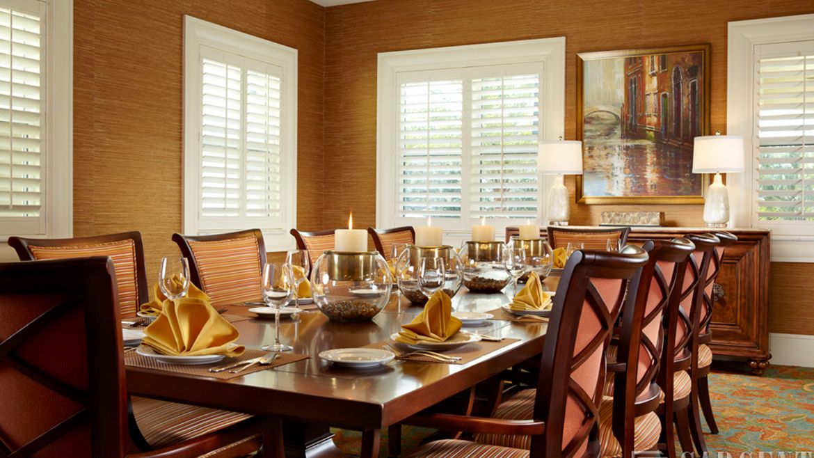 Elegant dining room set up for a meal