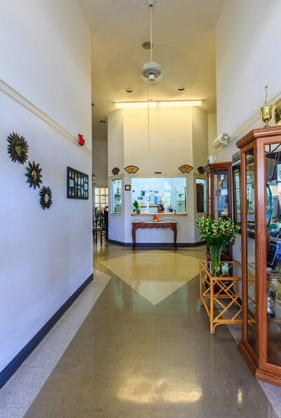 Well-lit interior view of a facility common area