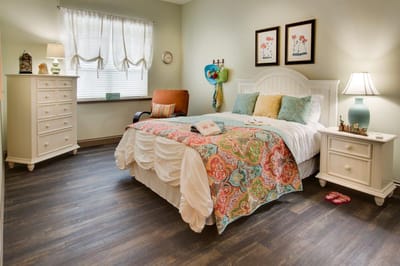 Cozy private resident room with colorful decor