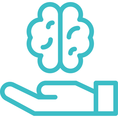 Brain health logo on a hand