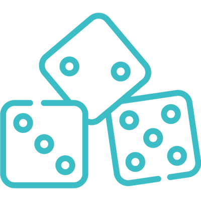 Graphic depiction of three dice