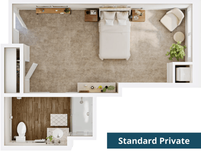 Layout of a standard private resident room