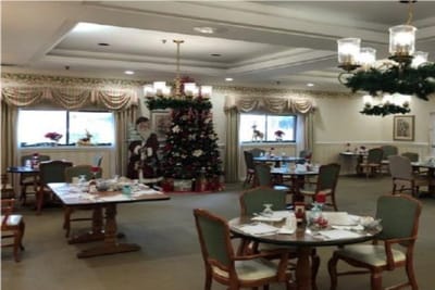 Dining room decorated for the holiday season