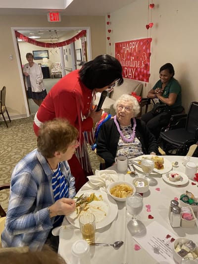 Residents enjoying Valentine's Day celebration with activities