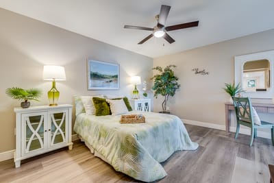 Bright and cozy private resident room with decor
