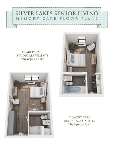 Architectural floor plan of memory care units