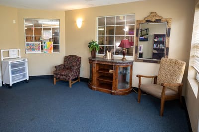 Cozy common area with seating and decor