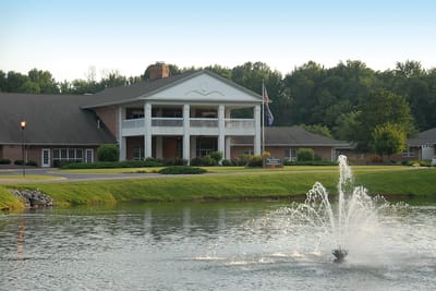 Exterior view of Terrace at Solarbron with water fountain