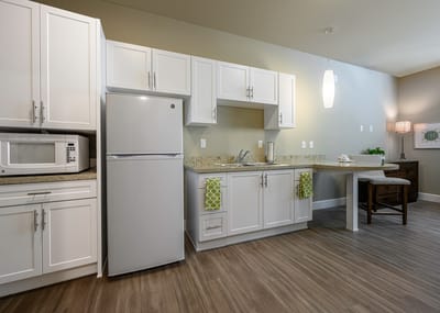 Modern kitchenette in a resident apartment