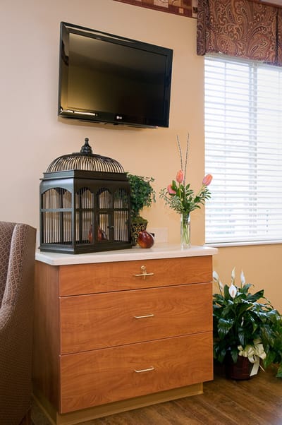 Interior view of a facility room with decorative elements