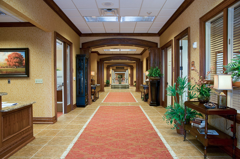 Bright and inviting interior hallway of the facility