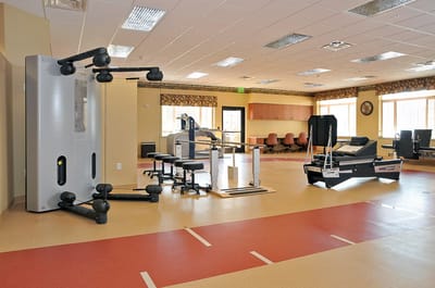 Interior view of a fitness area with exercise equipment