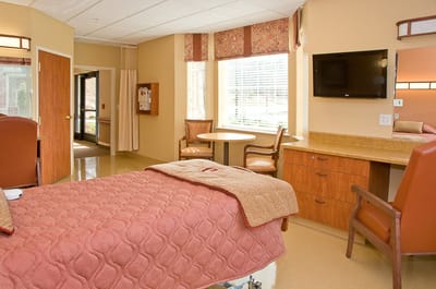 A well-furnished private room in a nursing home