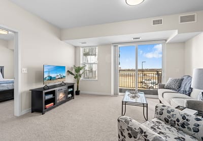Bright and spacious living area in assisted living facility
