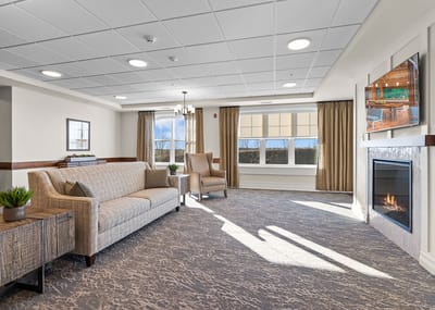 Bright and welcoming common area with seating