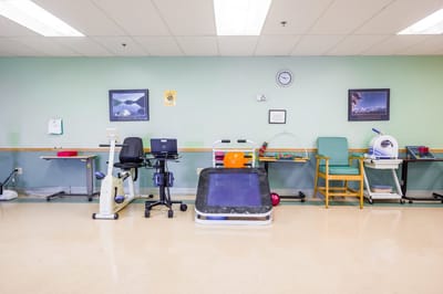 Rehabilitation exercise equipment in a care facility