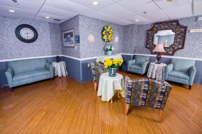 Cozy common area with comfortable seating and decor