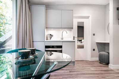 Modern kitchenette in a senior living space
