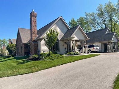 Exterior view of a residential building in the community