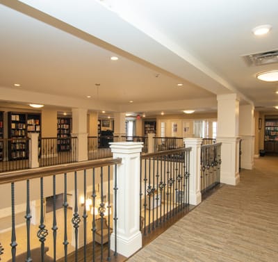 Interior view of a spacious library area
