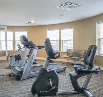 Interior view of a fitness area with exercise equipment