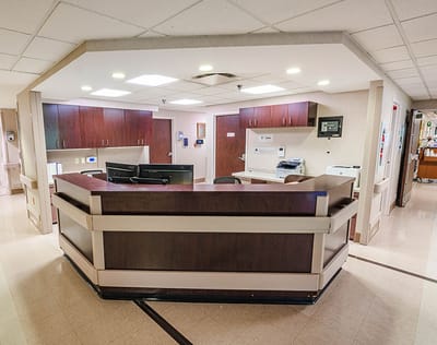 Reception area of a nursing facility