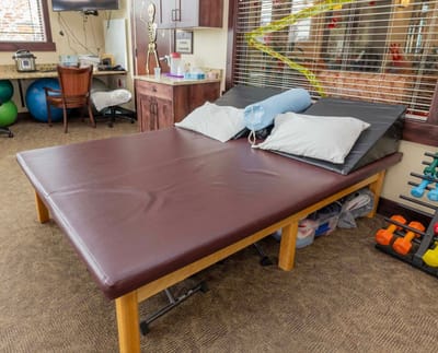 Therapy room with specialized equipment for activities