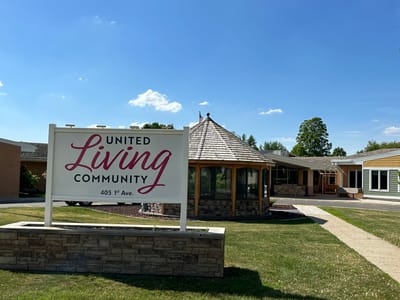 Exterior view of United Living Community facility entrance