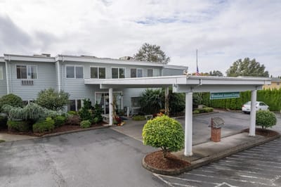 Exterior view of Woodland Assisted Living entrance