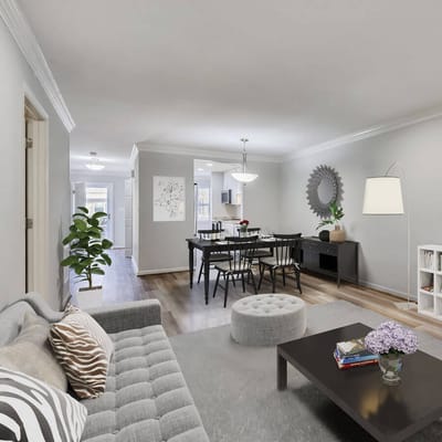 Well-furnished interior living area in a senior facility