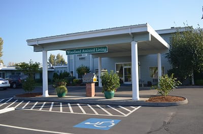 Entrance view of Woodland Assisted Living facility.